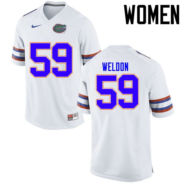 Florida Gators Women #59 Danny Weldon College Football Jerseys White